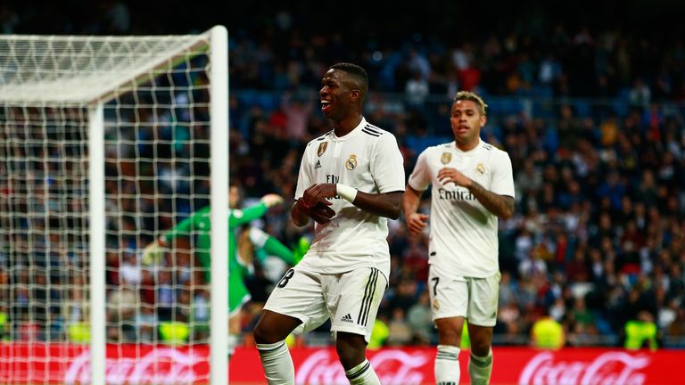 Vinicius Junior celebrates his goal