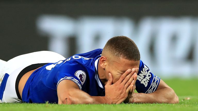 Everton's Richarlison reacts to a missed chance