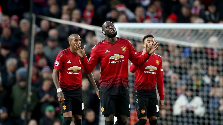 Romelu Lukaku celebrates scoring his side's third goal of the game