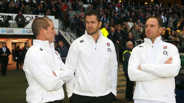 Stuart Lancaster [left] and Andy Farrell while with England in 2013