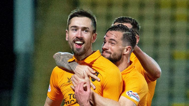Ryan Hardie celebrates the first of his double in Livingston's rout