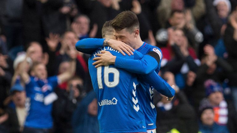 Rangers' Andy Halliday (left) and Ryan Jack at full time