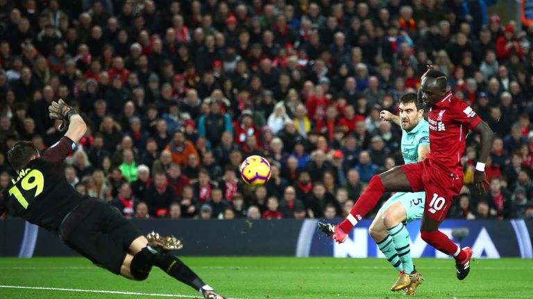 Sadio Mane extends Liverpool's lead at Anfield