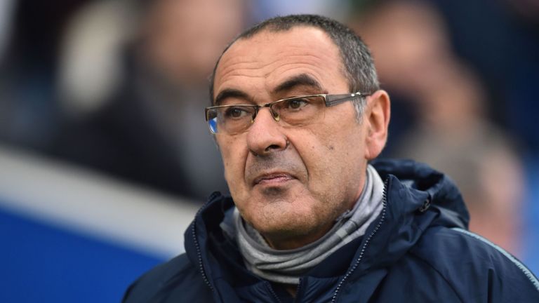 Chelsea's Italian head coach Maurizio Sarri arrives for the English Premier League football match between Brighton and Hove Albion and Chelsea 