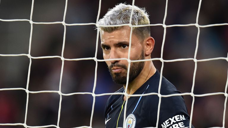 Sergio Aguero during the Premier League match at St Mary's Stadium