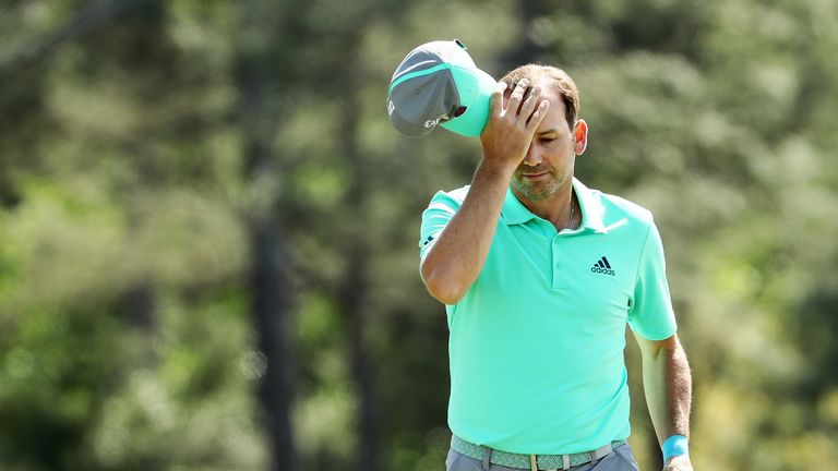 during the first round of the 2018 Masters Tournament at Augusta National Golf Club on April 5, 2018 in Augusta, Georgia.