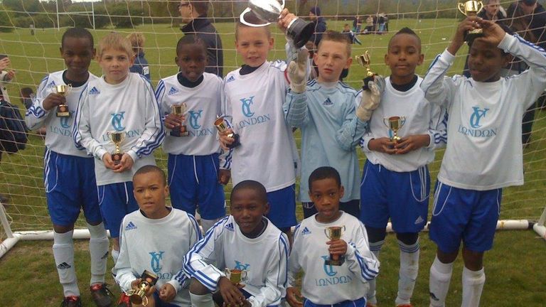 Emile Smith Rowe (back row, second from left) pictured with Junior Elite FC, one of south London teams he played for, in 2010
