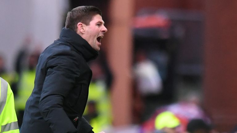 Rangers manager Steven Gerrard celebrates victory against arch-rivals Celtic