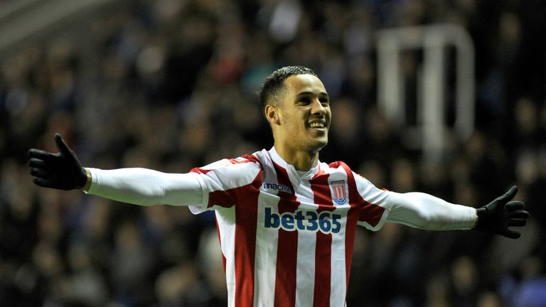 Tom Ince celebrates his brilliant strike for Stoke at Reading