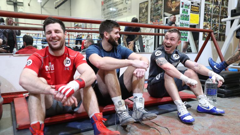 Carl Frampton works out during a media work out session at  on February 20, 2018 in Manchester, England.