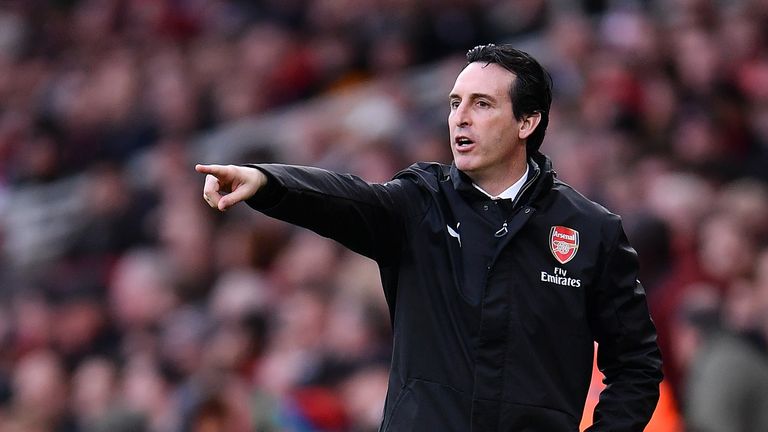 Unai Emery during the Premier League match between Arsenal FC and Huddersfield Town at Emirates Stadium on December 8, 2018 in London, United Kingdom.