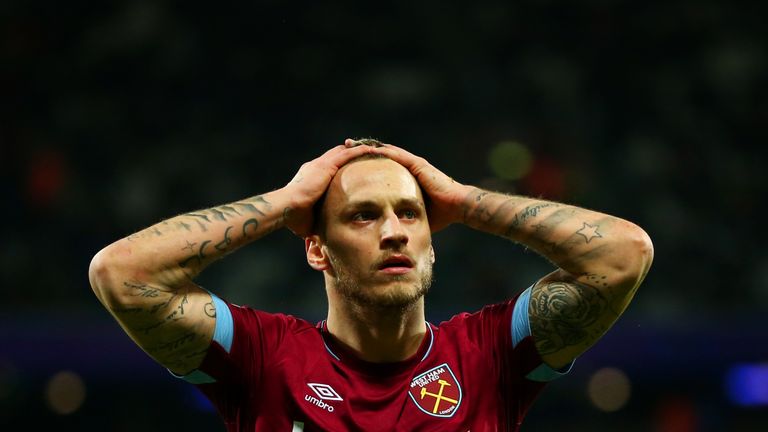 Marko Arnautovic was forced off injured during the 3-1 win against Cardiff