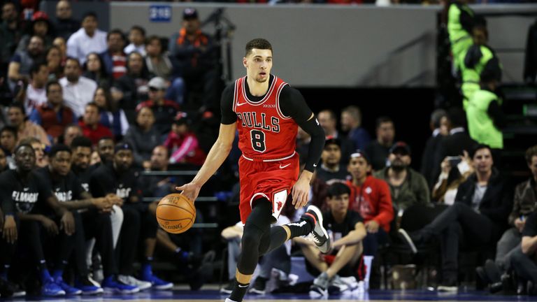 Zach LaVine on court with Chicago Bulls