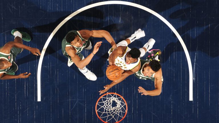 Thaddeus Young scores in traffic