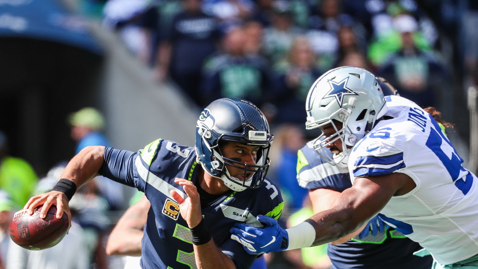 Russell Wilson In Blue Stadium Background HD Seattle Seahawks