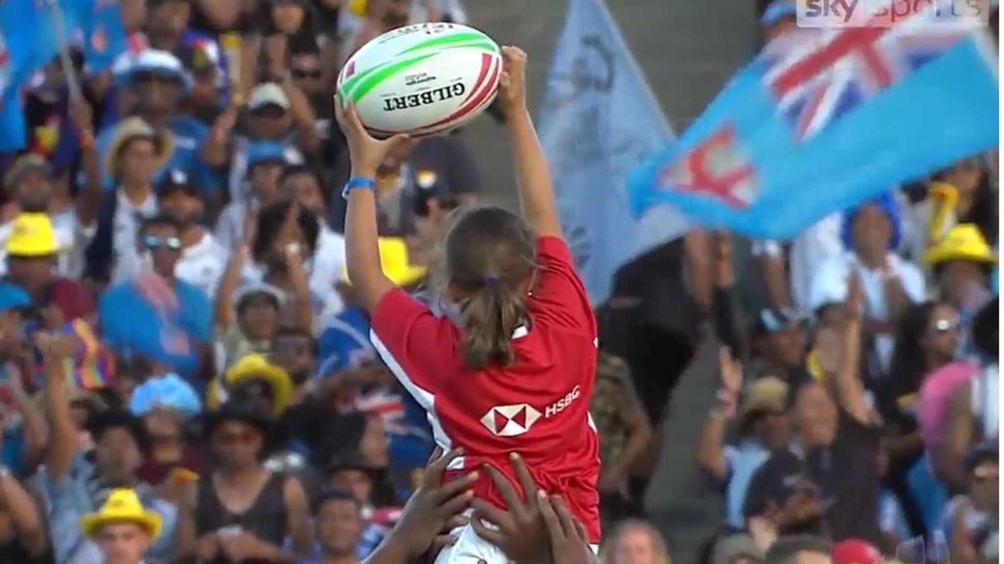 WATCH Fiji players lift ball girl ahead of cup final at Hamilton Sevens Rugby Union News Sky Sports