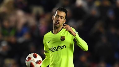 Barcelona's Sergio Busquets shows his frustration