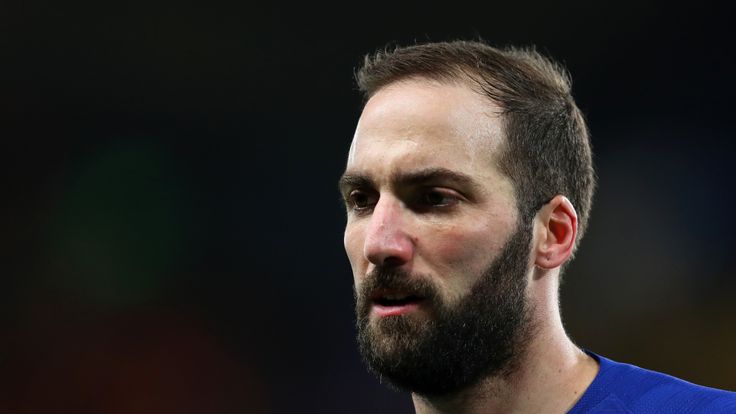 Gonzalo Higuain during the FA Cup Fourth Round match between Chelsea and Sheffield Wednesday at Stamford Bridge on January 27, 2019 in London, United Kingdom.