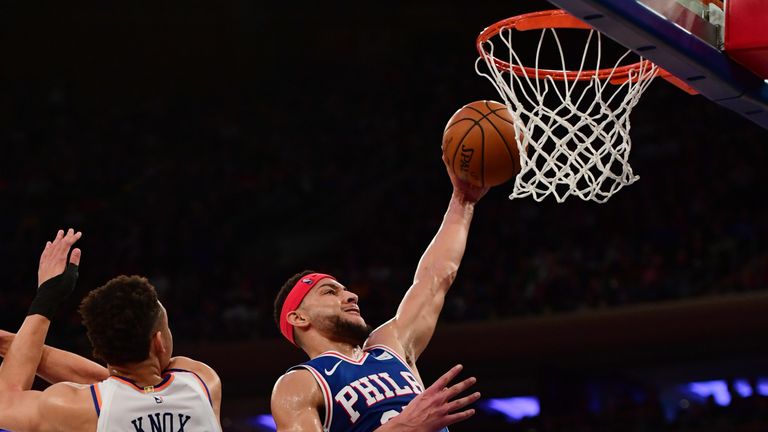 Ben Simmons finishes over Kevin Knox