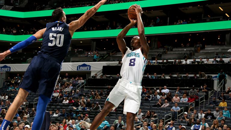 Bismack Biyombo fires a jump shot