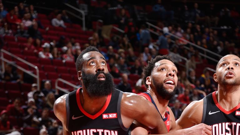 James Harden battles for position