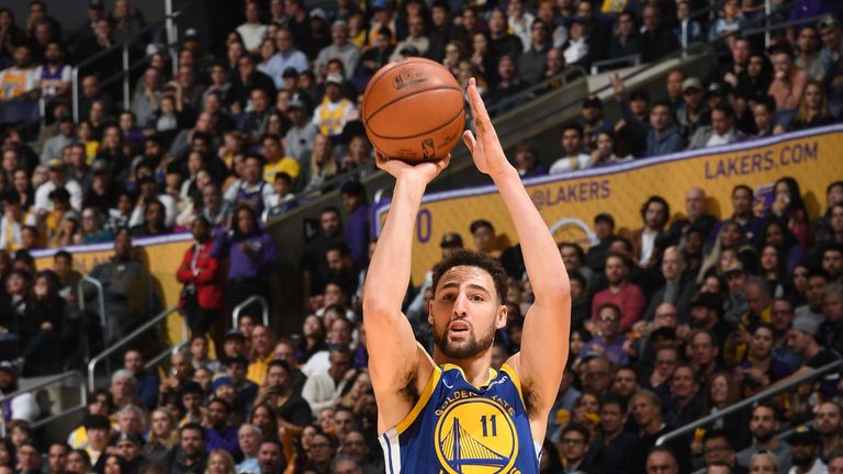 Klay Thompson lets fly from three-point range