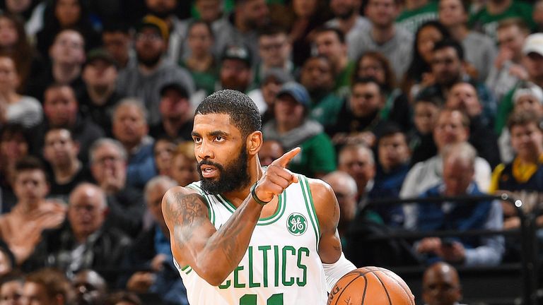 Kyrie Irving initiates the Celtics' offense against the Pacers
