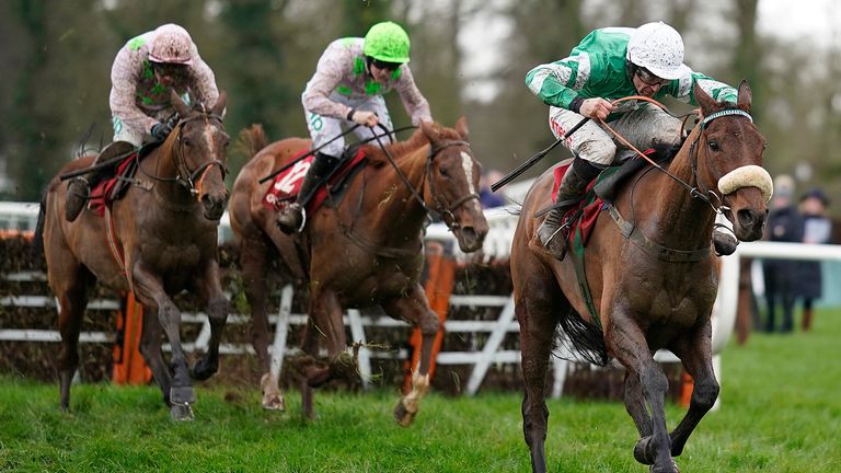 Davy Russell riding Presenting Percy (right) clear the last to win the John Mulhern Galmoy Hurdle at Gowran