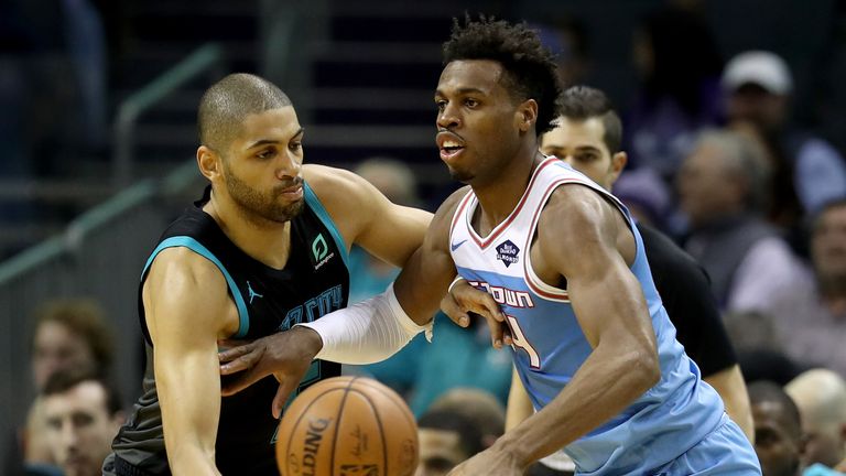 Buddy Hield is dispossessed in the Kings loss to the Hornets