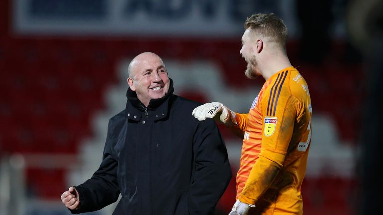 Accrington manager John Coleman  expresses his delight at the final whistle