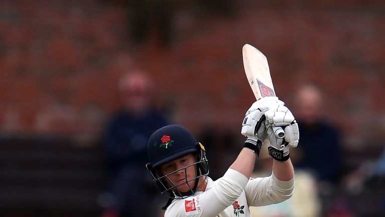 Alex Davies, pictured batting for Lancashire, top-scored for England Lions