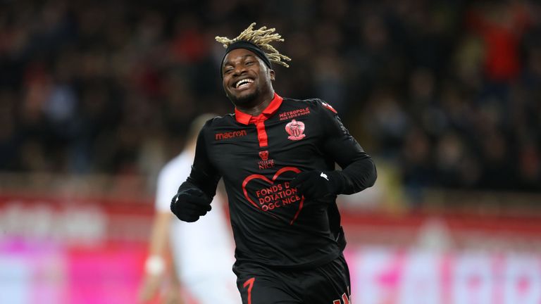 Allan Saint-Maximin celebrates after scoring against Monaco