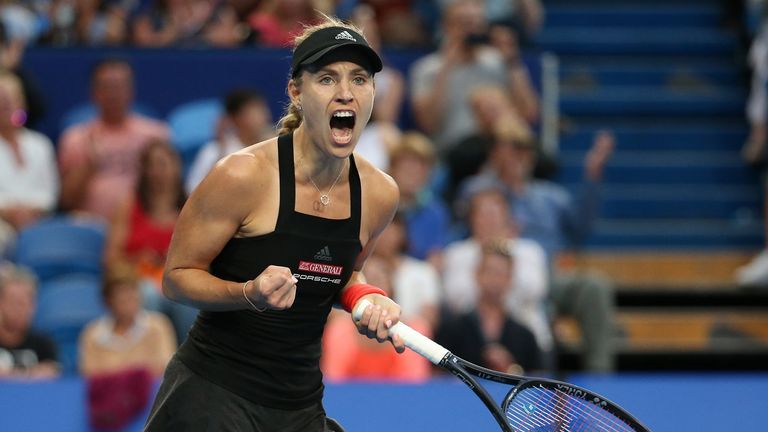 Angelique Kerber of Germany celebrates defeating Belinda Bencic of Switzerland in the women's singles final during day eight of the 2019 Hopman Cup at RAC Arena on January 05, 2019 in Perth, Australia.