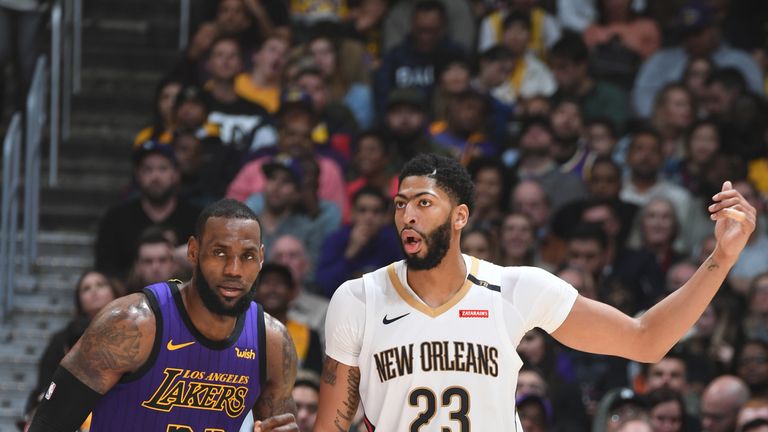 Anthony Davis with LeBron James of the Lakers