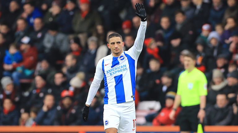 Brighton Anthony Knockaert celebrates scoring against Bournemouth in the FA Cup