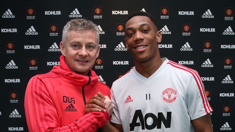 Ole Gunnar Solskjaer poses with Anthony Martial