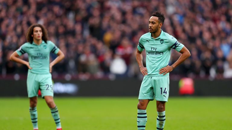  during the Premier League match between West Ham United and Arsenal FC at London Stadium on January 12, 2019 in London, United Kingdom.