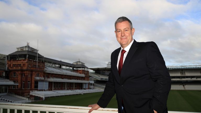 Ashley Giles, managing director of England Men's cricket, poses for a photo during a press conference at Lord's Cricket Ground