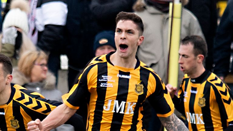 Craig McCracken celebrates after his goal gave Auchinleck Talbot the lead