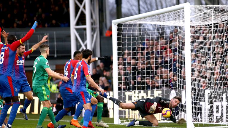 Ben Foster fails to make a save as team-mate Craig Cathcart (third left) scores an own goal