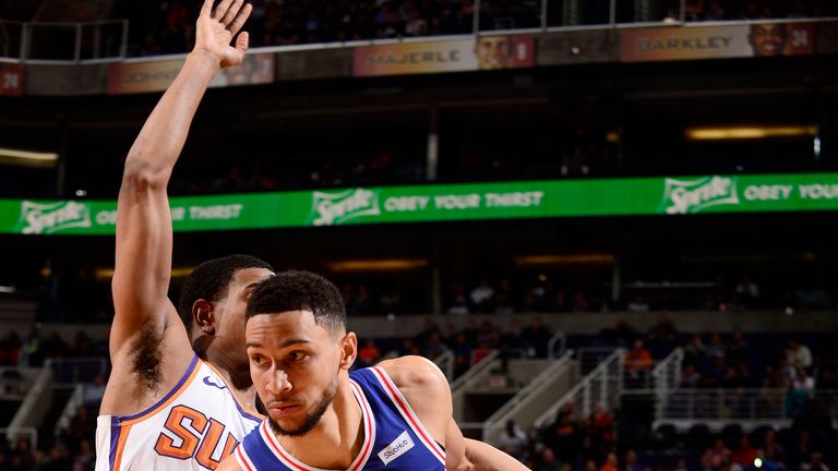 Ben Simmons drives to the basket