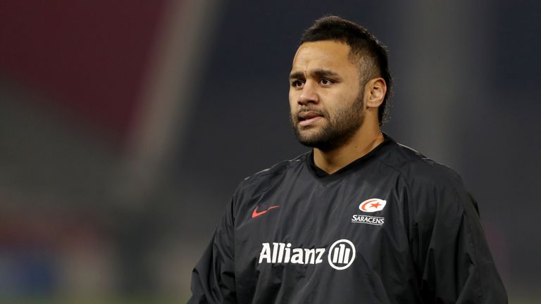 Saracens Billy Vunipola warms up ahead of his return against Sale