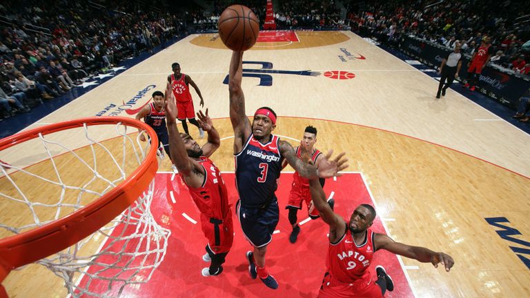 Bradley Beal of the Washington Wizards dunks the ball against the Toronto Raptors