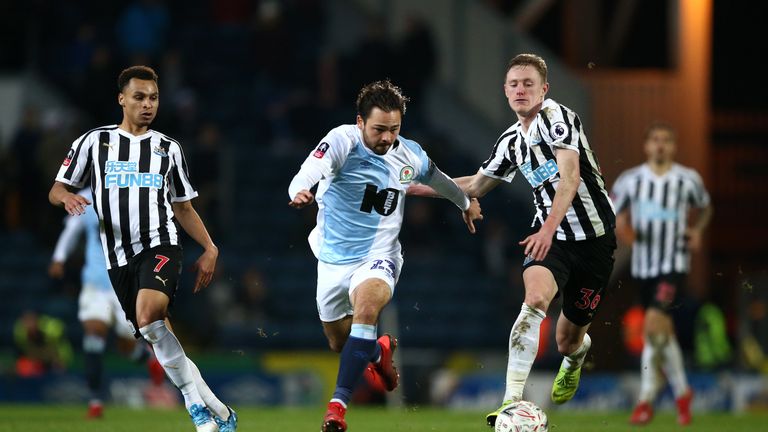 Bradley Dack in action for Blackburn against Newcastle in the FA Cup third-round replay