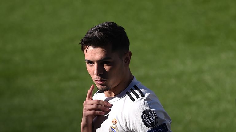 Brahim Diaz during his official presentation at the Santiago Bernabeu Stadium