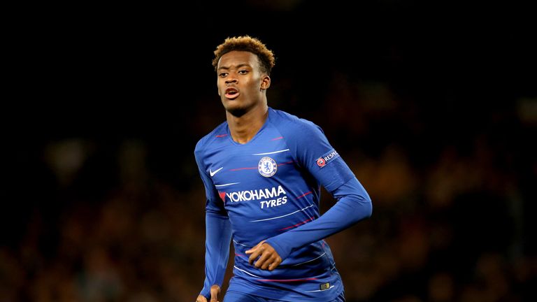 Chelsea&#39;s Callum Hudson-Odoi in action vs PAOK