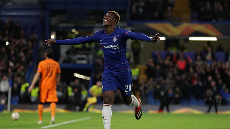 Callum Hudson-Odoi scored his first Chelsea goal against PAOK in the Europa League in November