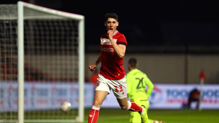 Callum  O'Dowdaduring the FA Cup Fourth Round match between Bristol City and Bolton Wanderers at Ashton Gate on January 25, 2019 in Bristol, United Kingdom.