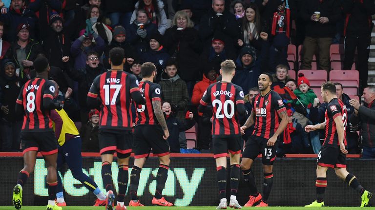 Callum Wilson celebrates his goal against West Ham