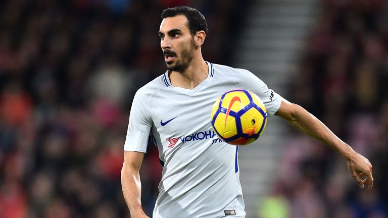 Chelsea&#39;s Italian defender Davide Zappacosta runs with the ball during the English Premier League football match between Bournemouth and Chelsea at the Vitality Stadium in Bournemouth, southern England on October 28, 2017